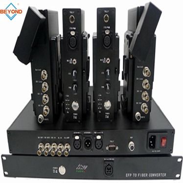 Cinepresa di televisione ad OB'Van sopra il convertitore del multiplexor della fibra in EFP, controllo di sostegno, a distanza, genlock
