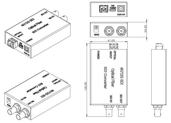 12G SDI al video del canale del convertitore 1 della fibra ed all'audio trasmissione